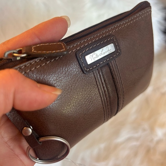 Kate Landry Brown Leather Coin Keychain Wallet Pouch S - Picture 5 of 9